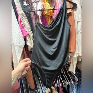 Black cold shoulder bodysuit